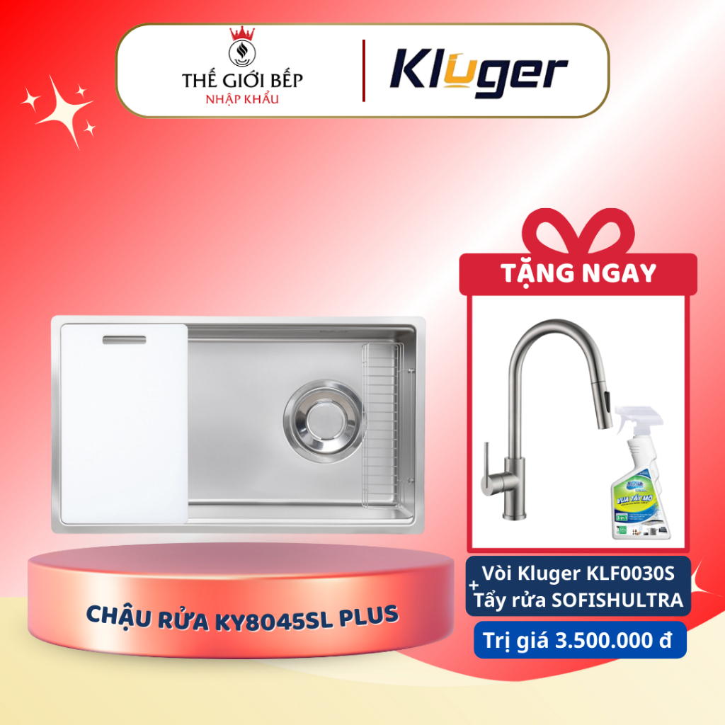 [TẶNG VÒI] Chậu rửa bát Kluger KY8045SL Plus - Siêu Bền, Dễ Lắp Đặt