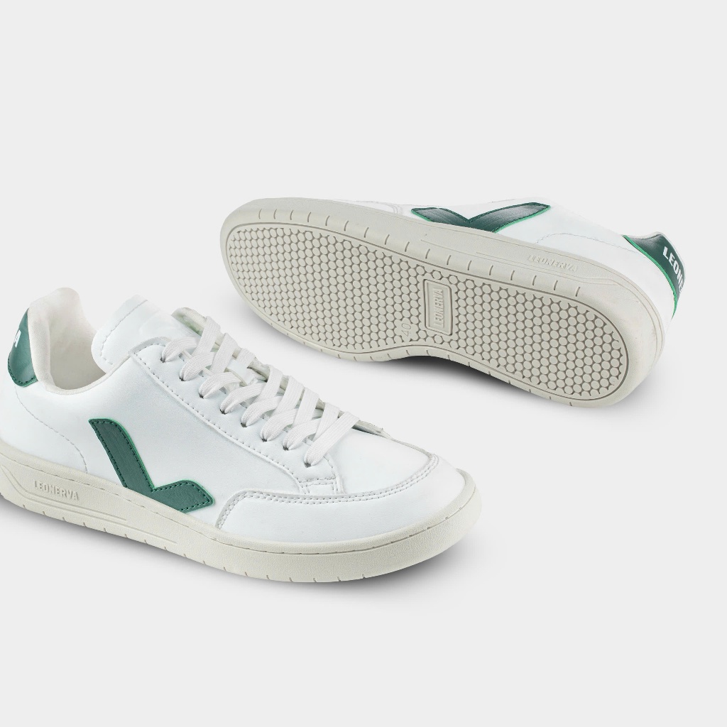 Giày Sneaker Unisex LEOnerva 38 bản Da Microfiber - Vạch Xanh Lá