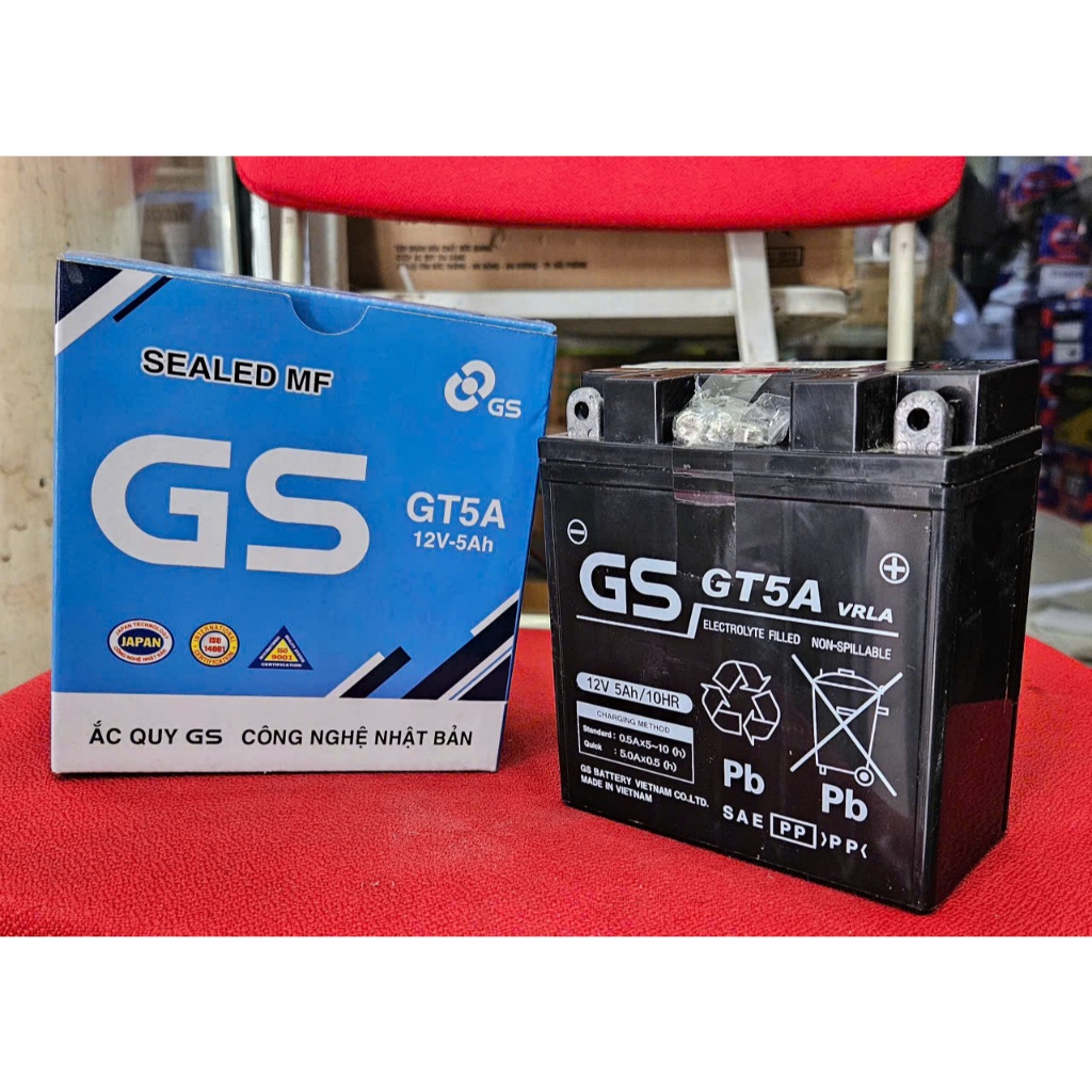 GS GT5A ắc quy xe máy GS 5A cao dùng cho xe Dream, Mio, Jupiter, Sirius, Taurus, Smart, Viva, Wave..