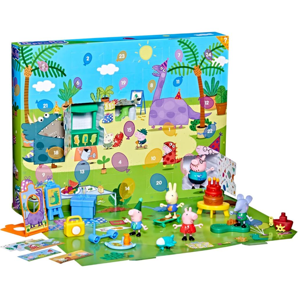 Hoạt cảnh heo peppa Peppa Pig George's Party Advent Calendar with 24 Surprise Toys and Stickers