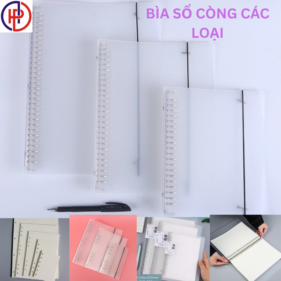 Bìa sổ còng A4 A5 B5 binder còng sắt 4 9 6 20 26 30 , sổ còng làm sổ tay, sổ ghi chép
