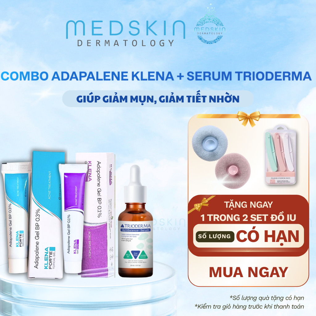 Bộ Đôi Chăm Sóc Da Mụn Klena + Serum Trioderma - Giảm Mụn, Dưỡng Sáng, Mờ thâm, Dưỡng Da