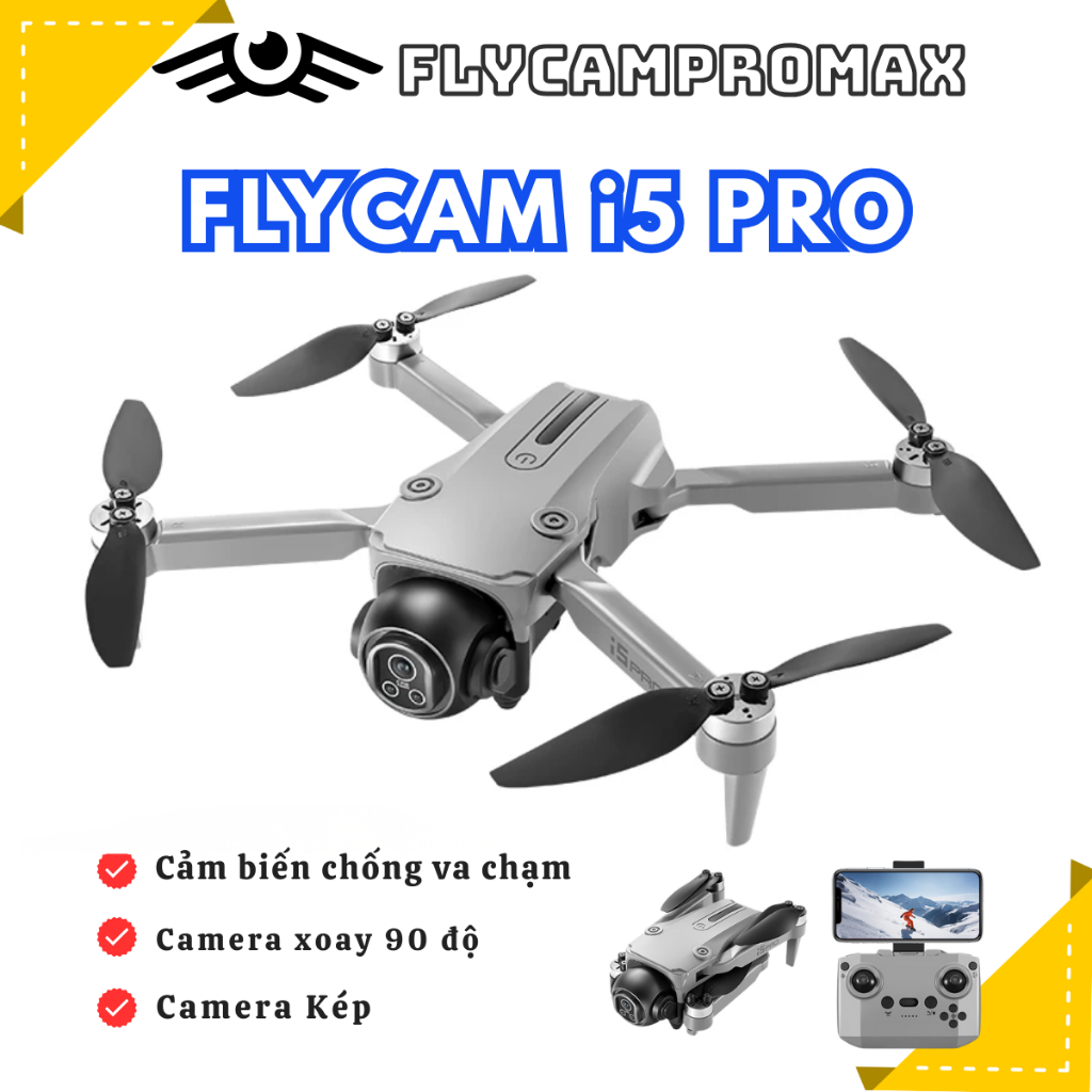  FLYCAM Drone mini i5 PRO Flycam Máy bay điều khiển từ xa có cảm biến chống va chạm camera 4K 