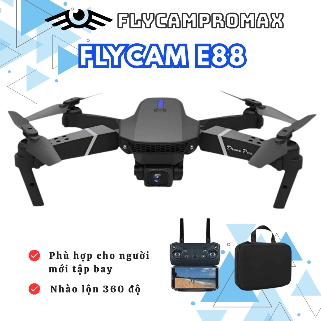 Máy bay điều khiển từ xa E88, E100 Max, Flycam giá rẻ, Flaycam Cảm Biến Chống Va Chạm, Drone mini