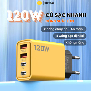 Củ Sạc Nhanh 120W HUTO 4 Cổng Sạc PD USB TypeC Thích Hợp Với Nhiều Thiết Bị Tiện Lợi