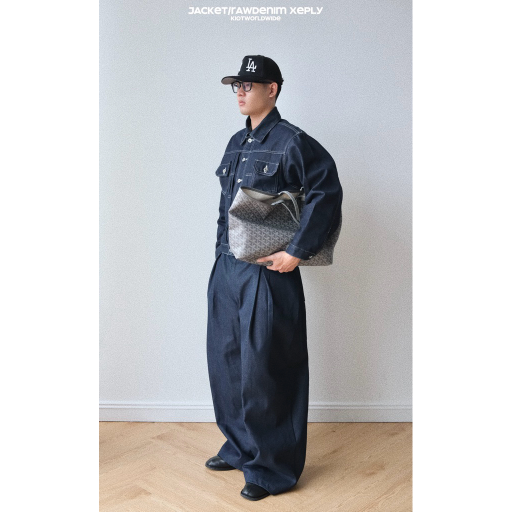 SET DENIM ON DENIM KIOT DARK BLUE ( QUẦN XẾP LY )