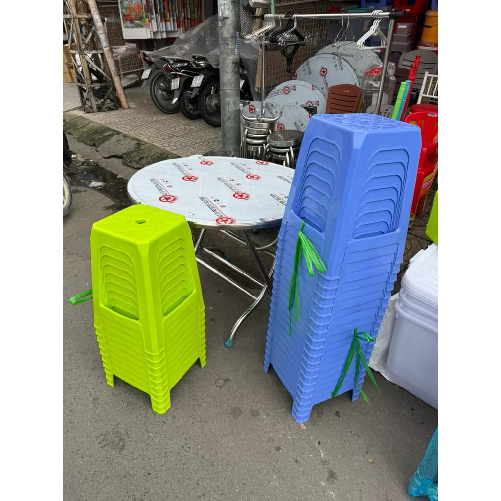 hoả tốc TPHCM (combo 10 ghế 1 bàn) bàn tròn inox , ghế đẩu cao , combo 10 ghế 1 bàn inox , bàn tròn 