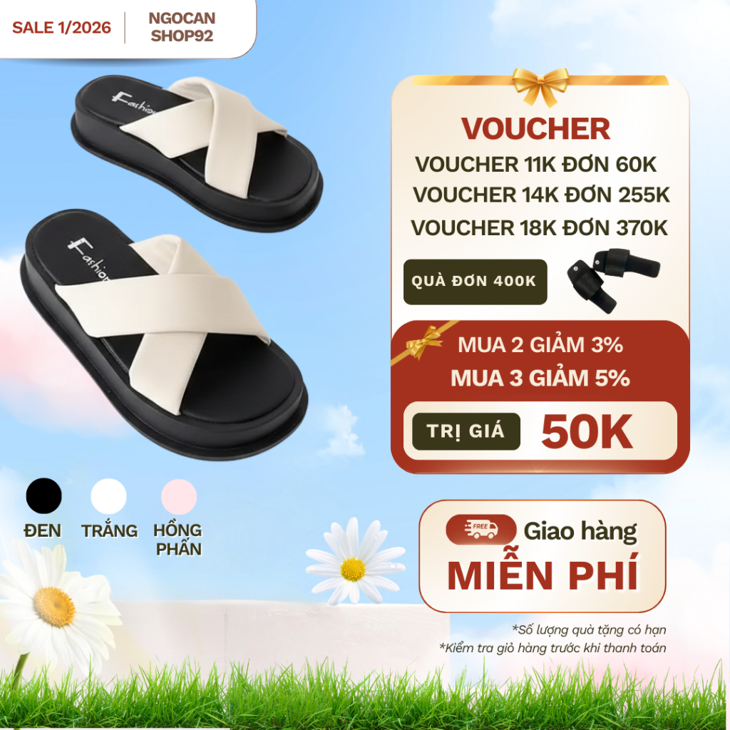 Dép đế xuồng nữ đế 3-5p Sandal nữ ulzzang xỏ ngón 2 quai đế thích hợp đi biển, đi tiệc đi làm, video thật