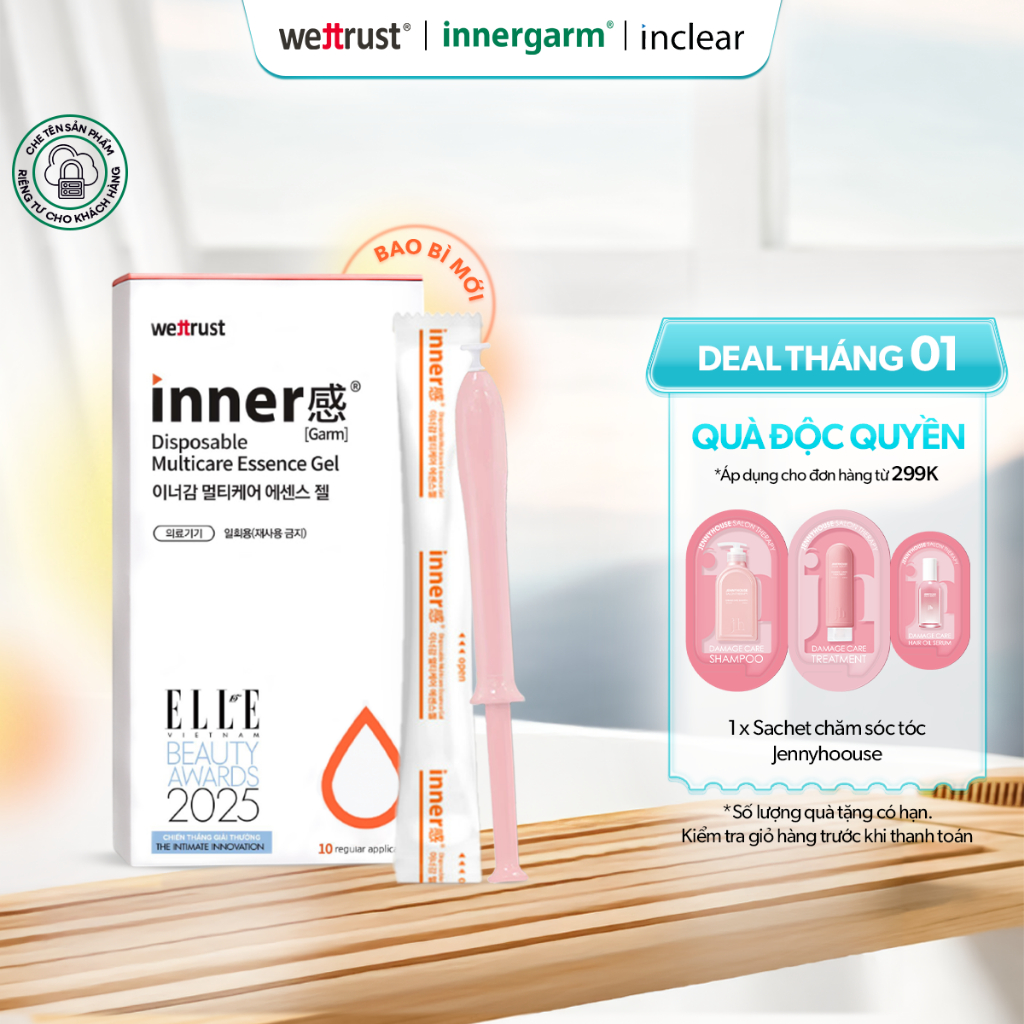   5 - 10 ống  InnerGarm Cam - DDVS gel cấp ẩm và hỗ trợ trẻ hoá hồng hào vk 3in1 Multicare - Đũa thần inner WETTRUST HQ 