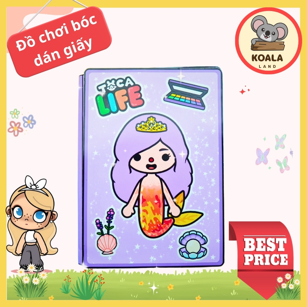 Mermaid house dress up paper doll handmade diy homemade fun girl toy game quiet book play house đồ c