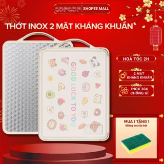  Thớt inox kháng khuẩn 2 mặt COPCOP thớt mặt inox 304 và mặt lúa mạch an toàn sức khỏe chống ẩm mốc 