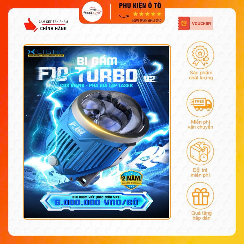 Bi Gầm Xlight F10 Turbo V2,Phiên Bản 2026,Công Suất 45/75W,Bảo Hành 2 Năm