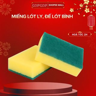  Miếng cọ rửa chén bát xanh vàng COPCOP miếng bọt biển cọ rửa xoong nồi tiện dụng 