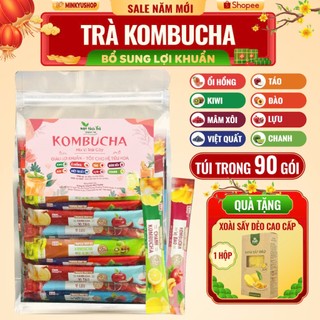   TẶNG XOÀI SẤY  Trà Kombucha 90 GÓI Mix 8 VỊ Detox 10 Tỷ lợi khuẩn Giàu Lợi Khuẩn Đẹp Dáng Đẹp Da 