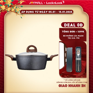  Nồi nhôm LocknLock chống dính Baum Marble 20cm 24cm - Hàng chính hãng dùng được bếp từ - JoyMall 