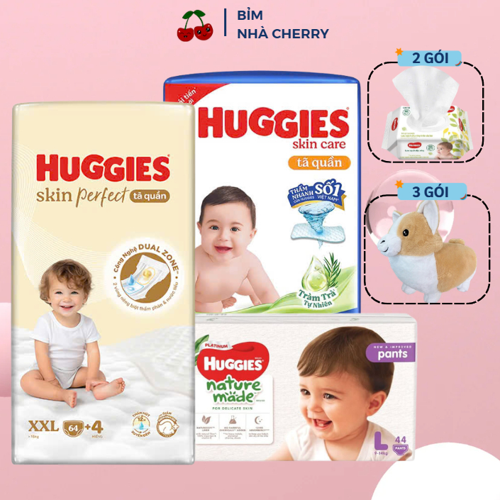 Bỉm/tã dán/quần Huggies Skin Perfect, Huggies Tràm Trà, Huggies Skin Care,  Huggies Nature Made, hàn