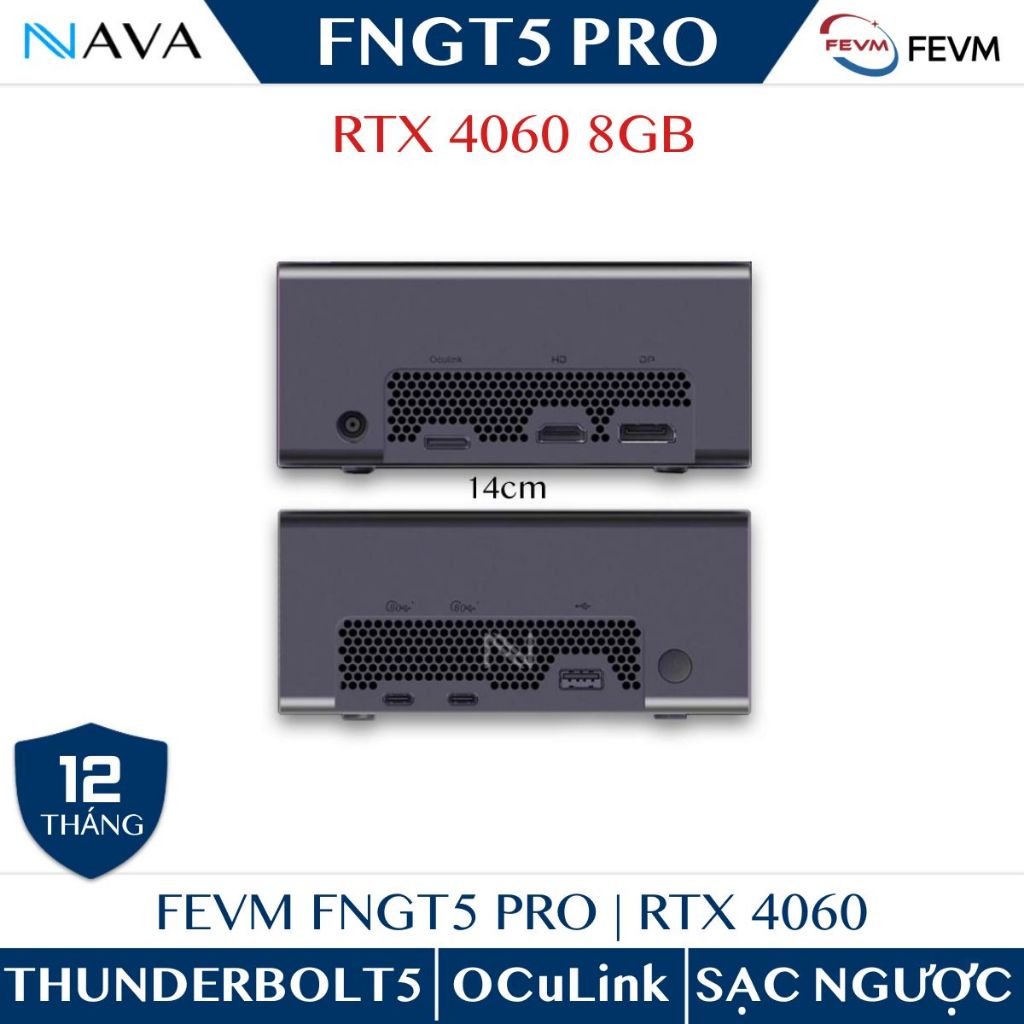 FEVM FNGT5 PRO RTX 4060 Thunderbolt 5 OCuLink eGPU Box | Sạc ngược
