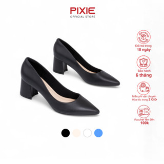 Giày Cao Gót Đế Vuông 5cm Mũi Nhọn Basic Pixie P055