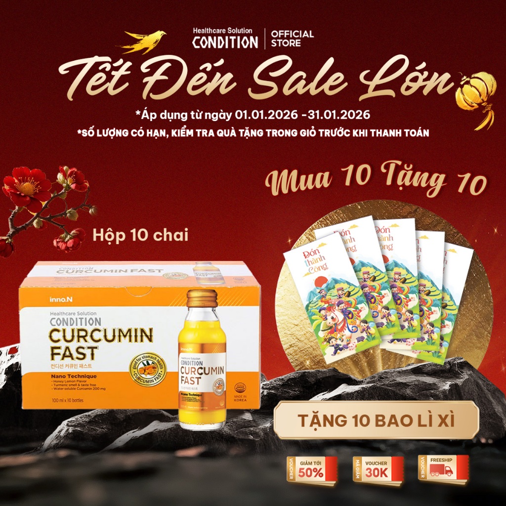 Nước tinh nghệ Nano Condition Curcumin Fast bảo vệ chức năng dạ dày