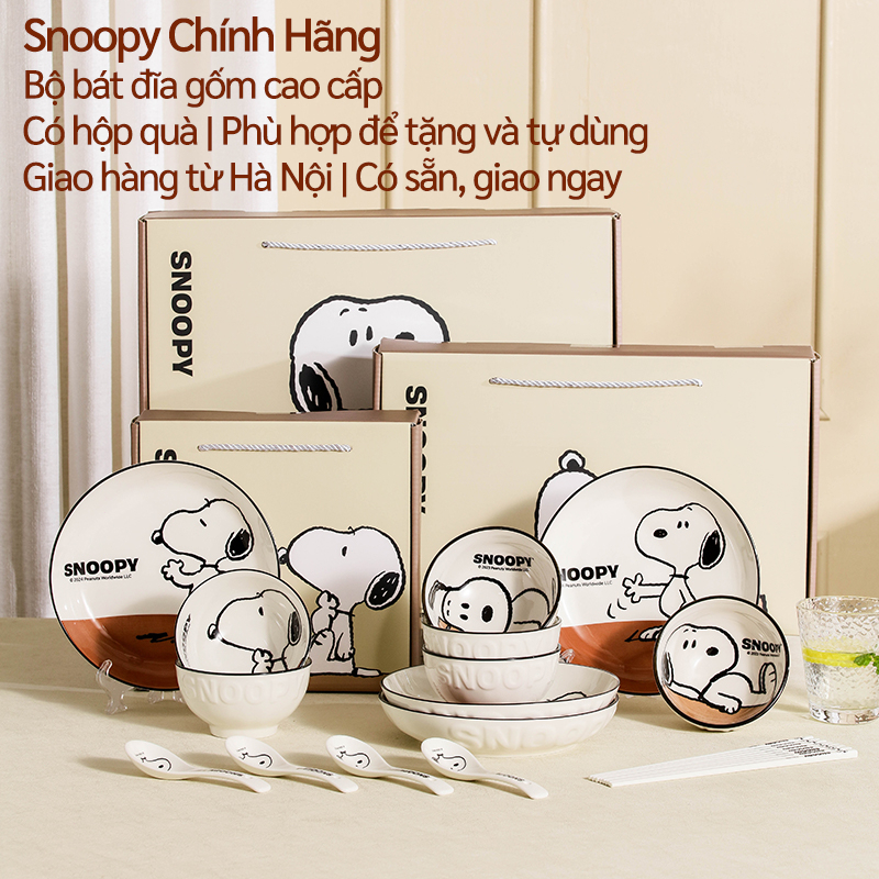 [Chính Hãng] Bộ Chén Dĩa Snoopy Sứ Cao Cấp | Bát Đĩa Gia Đình Dễ Thương | Quà Tặng Đẹp, Có Hộp Quà – Giao Nhanh Hà Nội