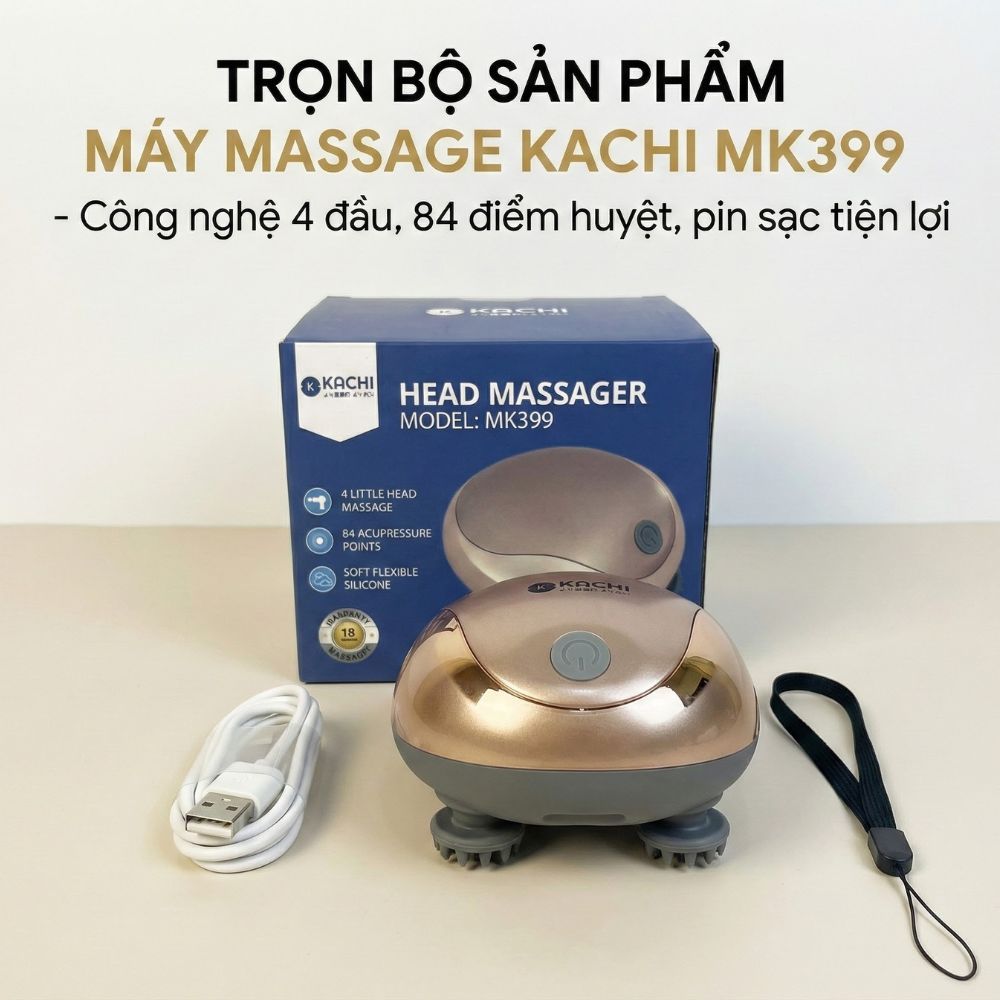 Máy Massage Đầu Không Dây Kachi MK399 – Giải Pháp Thư Giãn Hiệu Quả Cho Người Bận Rộn