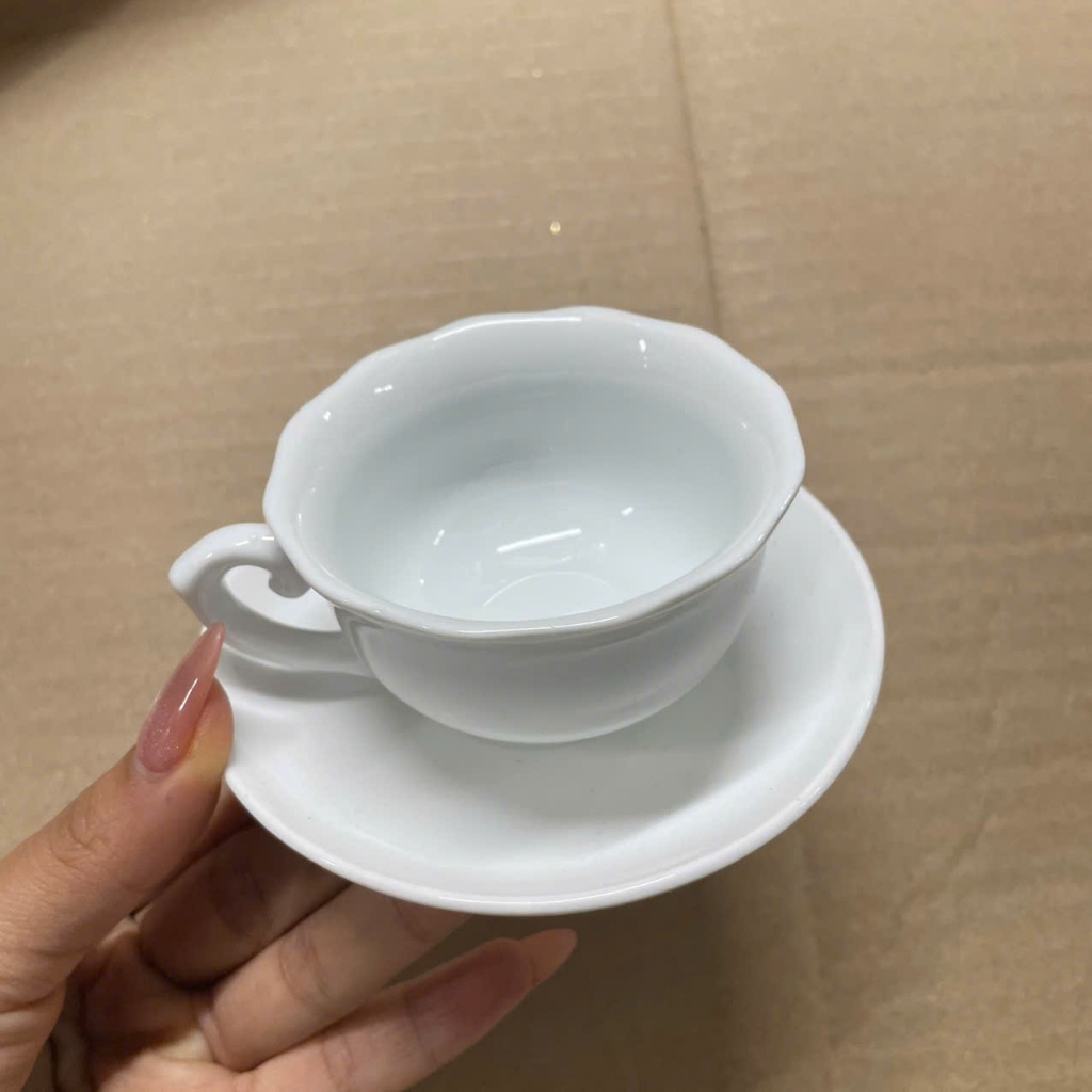 Chén mẫu đơn Chén sứ uống trà trắng trơn  rẻ đẹp lịch sự