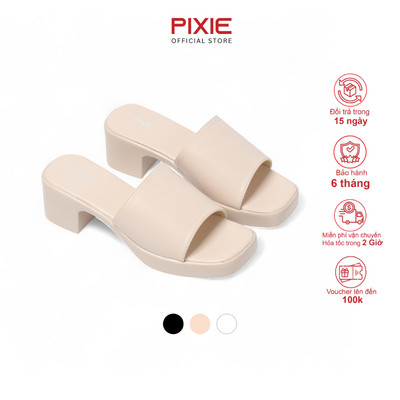 Guốc Cao Gót 5cm Quai Ngang Mũi Vuông Pixie H144