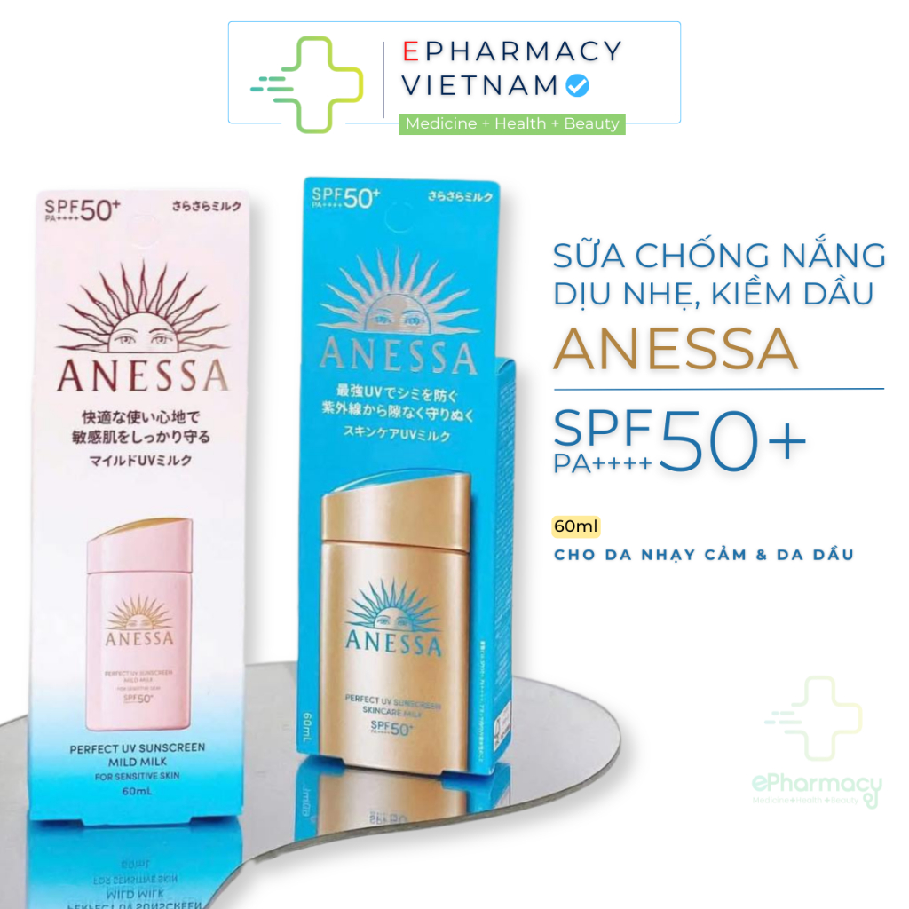 Sữa Chống Nắng ANESSA Perfect UV Sunscreen Skincare Milk & Mild Milk SPF50+ PA++++ Mỏng Nhẹ Kiềm Dầu