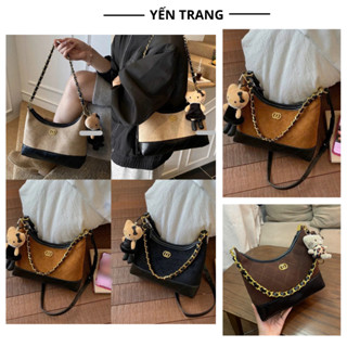 Túi xách nữ cầm tay, túi đeo vai phối da lộn cao cấp, sang chảnh