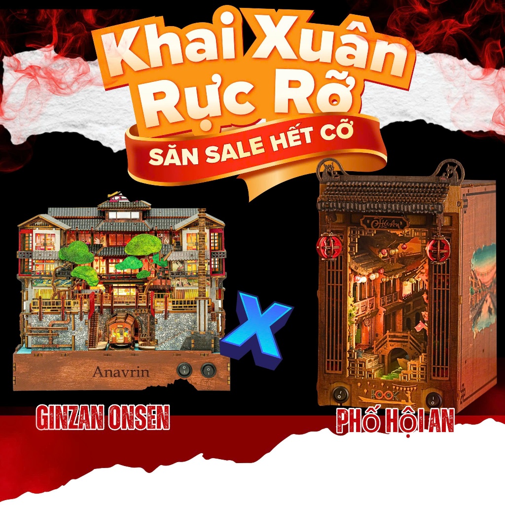 Combo Book Nook Hội An + Ginzan Onsen – Decor Kệ Sách DIY Chính Hãng