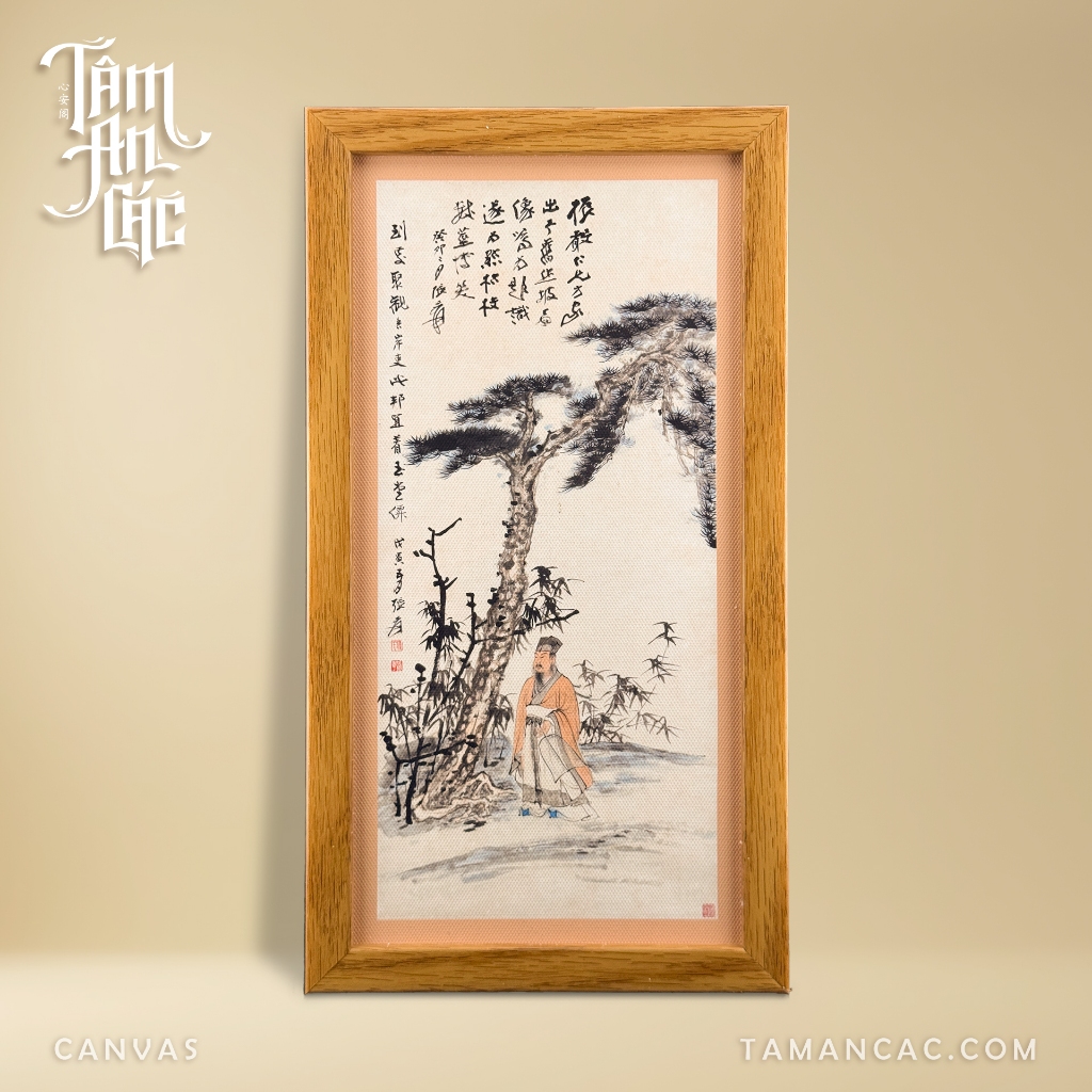 Tranh mộc để bàn – Sĩ Nhân Hạ Cảnh Đồ | phòng đọc – Tâm An Các