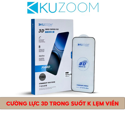Kính Cường Lực Kuzoom Trong Suốt Viền Mỏng Không Bị Lẹm Viền Cho 15 PROMAX , 16 PROMAX , 17 PROMAX