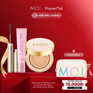  Combo bền màu lâu trôi Phấn nước M.O.I Premium Baby Skin Cushion Má hồng sữa Baby Cheek và Mascara 