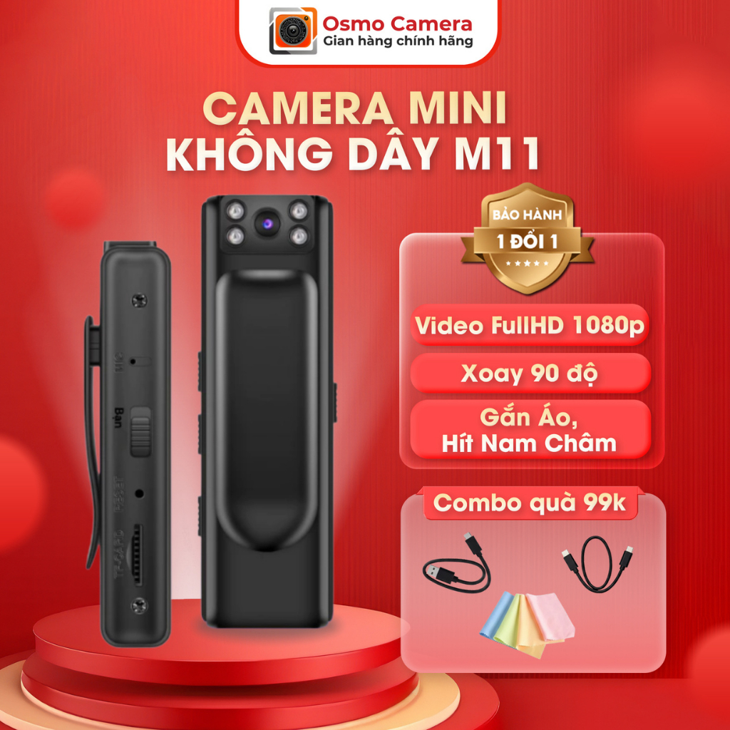 Camera Mini FullHD 1080, Camera Dấu Kín Quay Hồng Ngoại, Cam Ko Dây Gắn Áo, Quay POV, Hồng Ngoại, Ghi Âm