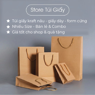 Túi giấy kraft có quai, giấy dày, cứng cáp, sang trọng, có nhiều size - Có giá SỈ - TUIGIAY.STORE