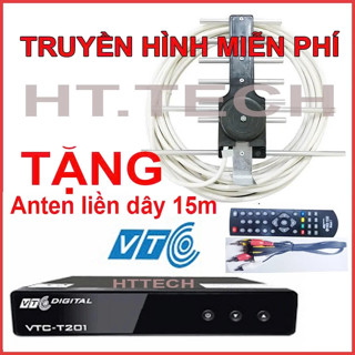 đầu thu truyền hình số mặt đất DVB T2 VTC T201 tăng anten kèm dây 15m