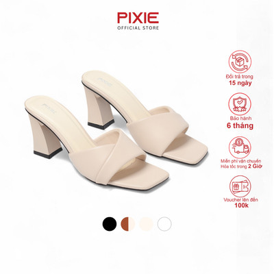 [Form nhỏ] Guốc Cao Gót Nữ 7cm Kiểu Quai Ngang Pixie H090