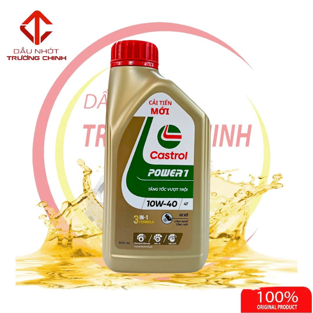 Nhớt Castrol Power 1 4T 10W40 dành cho xe số, tay côn hàng chính hãng