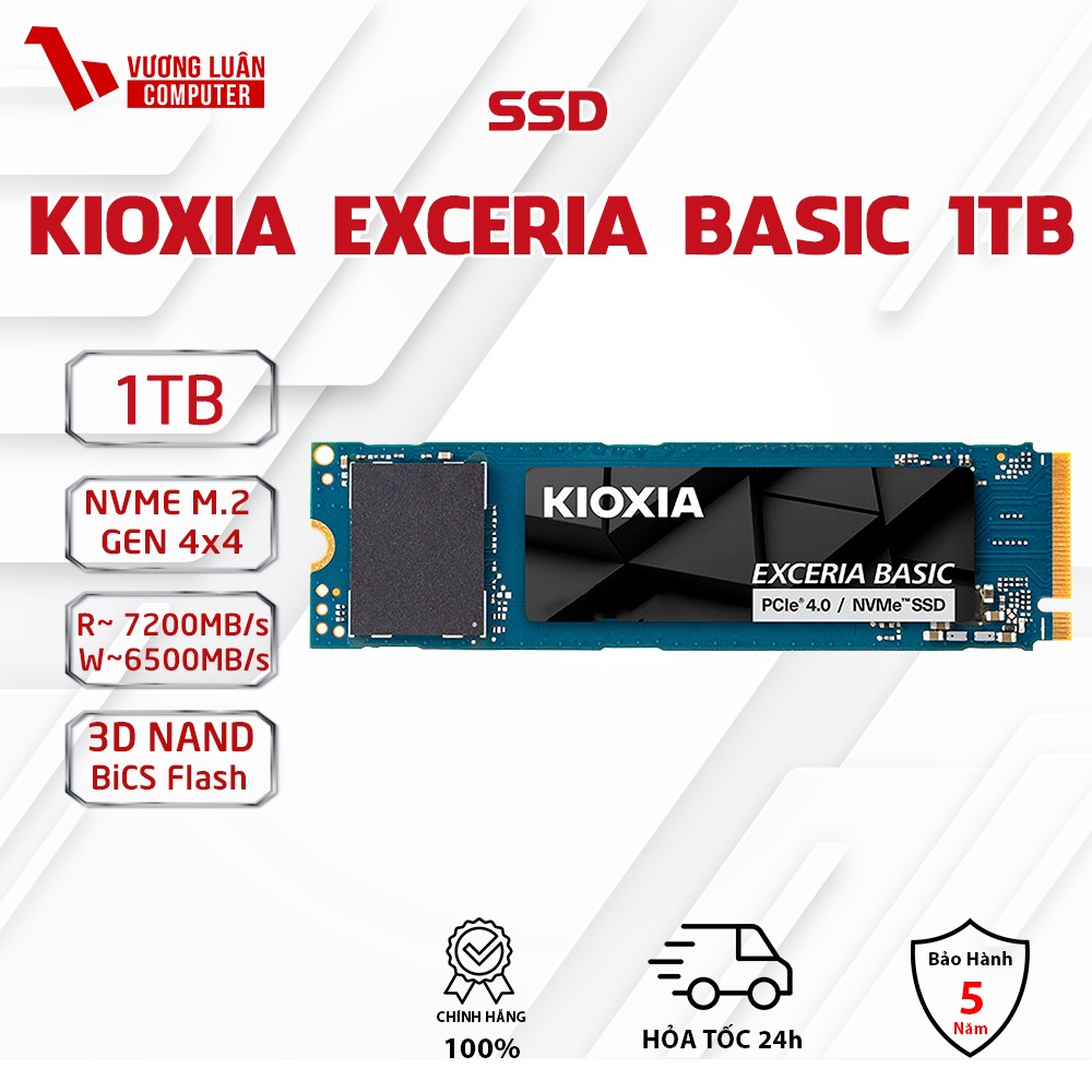SSD NVME Kioxia EXCERIA BASIC M.2 PCIe Gen4x4 1TB Chính Hãng 5 năm