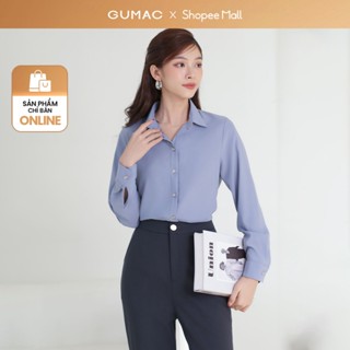  Áo sơ mi nữ dáng suông cơ bản GUMAC tay dài lụa mango mềm mát công sở thanh lịch  BAE00001 