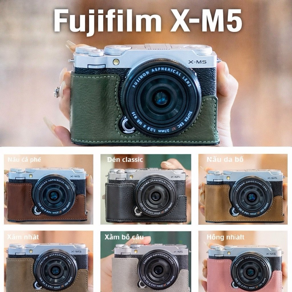 Bao da máy ảnh Fujifilm XM5 Half Case PU – Bao da bảo vệ thân máy ảnh