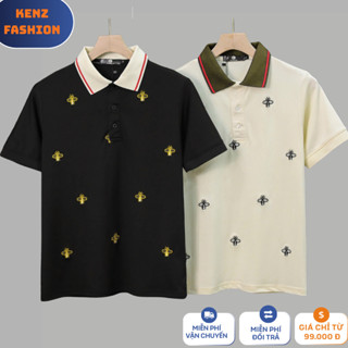  Áo thun nam cổ bẻ thêu họa tiết lịch sự trang nhã 