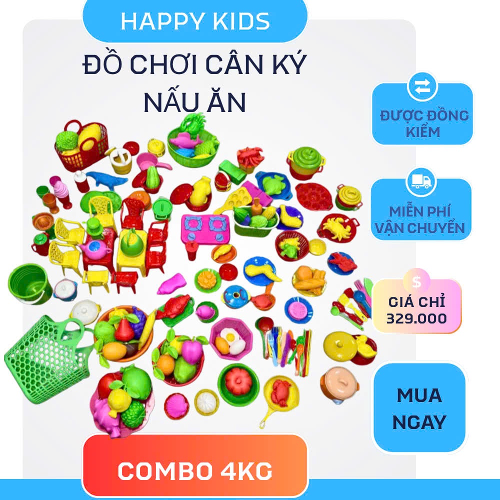 ĐỒ CHƠI CÂN KÝ NẤU ĂN Combo 4Kg Đầy đủ Dụng cụ và Đồ ăn (Không trùng mẫu-Mix 2 bộ bàn ghế)-Toys