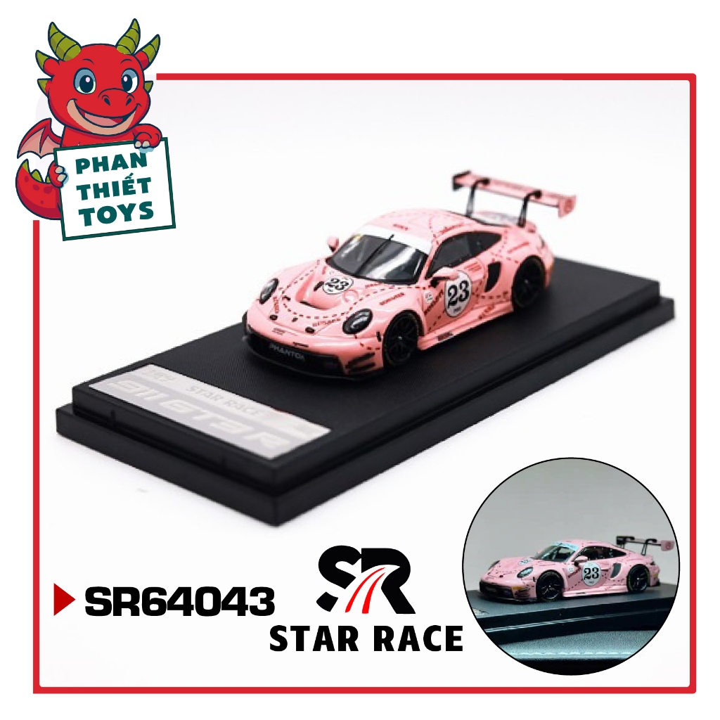 Mô hình xe Porsche 911 GT3 R Pink Pig Livery tỉ lệ 1:64 Star race SR64043