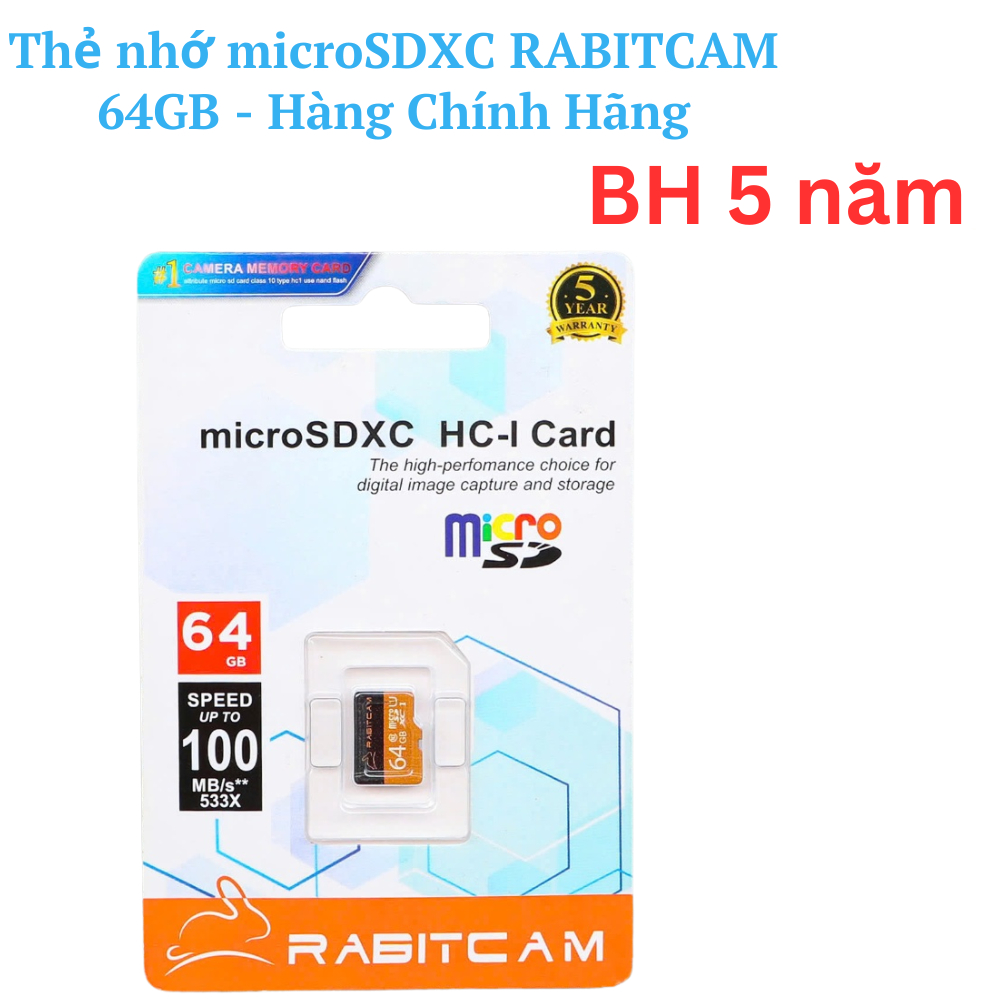 Thẻ nhớ Chuyên Dụng Cho Camera, Thẻ nhớ Rabitcam 64Gb/32Gb bảo hành 5 năm