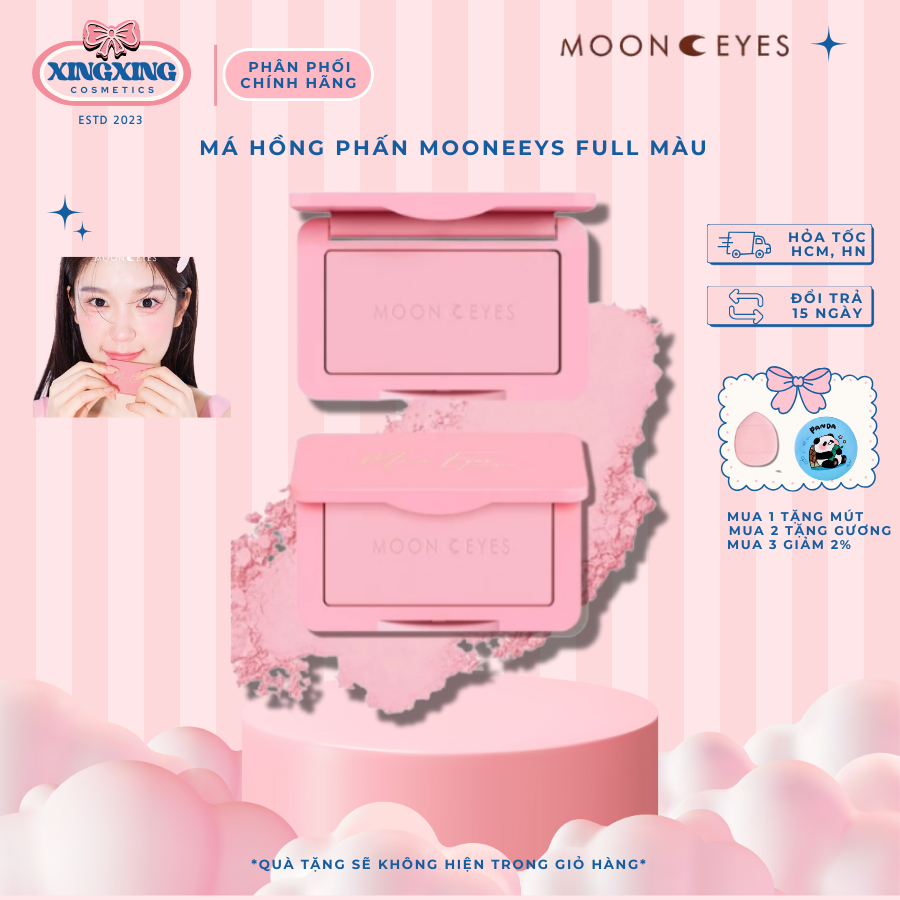 [HỎA TỐC] MOONEYES Phấn Má Hồng MOONEYES FULL MÀU  Matte Mịn Lì, Trang Điểm Tự Nhiên, Lâu Trôi 6,5g 
