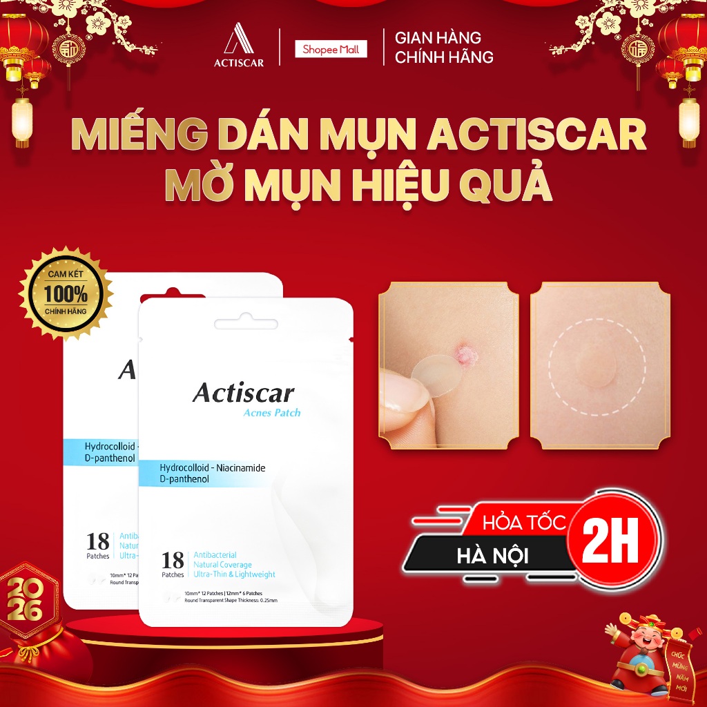  Miếng dán mụn ACTISCAR hỗ trợ giảm mụn giảm thâm  phù hợp với mọi làn da 