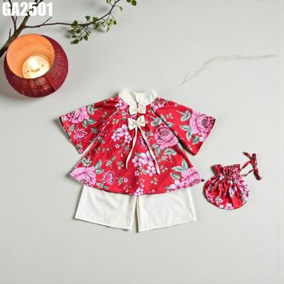 Set Bộ Quần Áo Bà Ba Cánh Tiên Đính Nơ Kèm Túi Cho Bé Gái Sơ Sinh 1 2 3 4 Tuôit MINTSCLOSET - GA2450