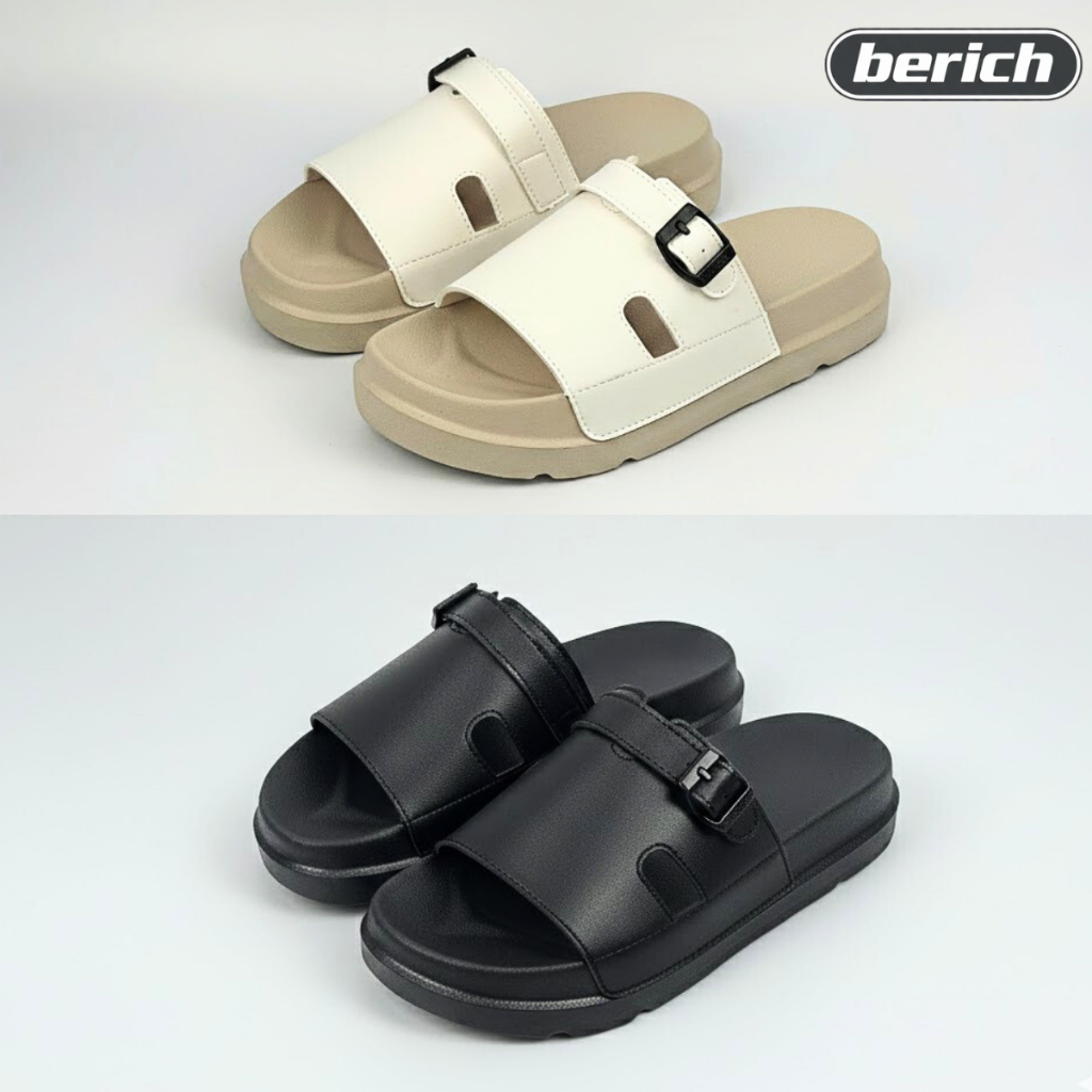 Dép Nam Nữ Unisex Berich Quai Da Dây Khoá Đế Bằng Nhẹ Bền Êm DA28