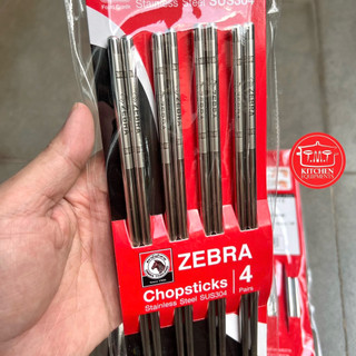 Đũa Inox không gỉ SUS304 ZEBRA 🦓 23.5cm Chính Hãng Thailand 4 đôi/bao 999005
